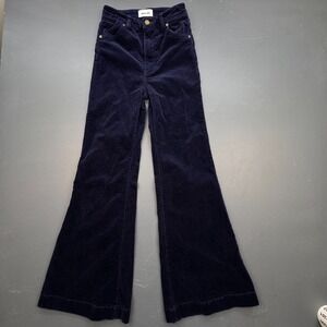 Rolla's Corduroy Flare Jeans Women's 0 High Rise Navy Blue Retro Boho Wide Leg